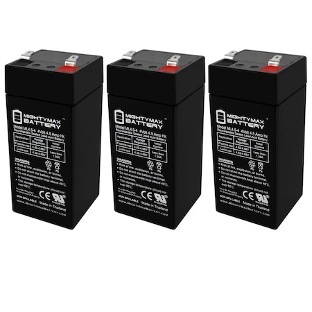 4 Volt 4.5 Ah SLA Battery Replaces Universal Power Group UB445 - 3PK